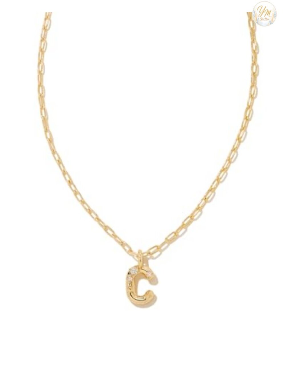 Gold Plated Brass Kendra Scott Crystal Letter Pendant Necklace 16in